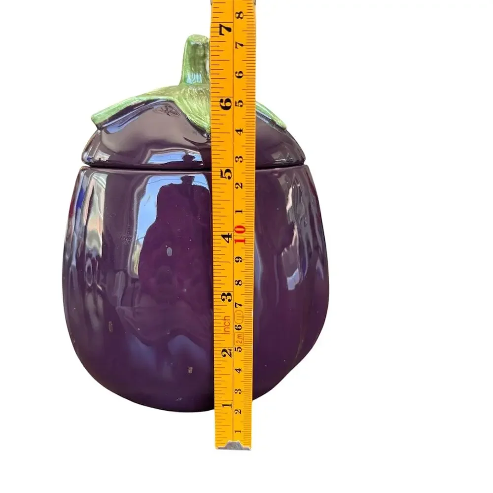 Vintage H&HD Mexico Eggplant Cookie Jar Purple Ceramic Canister Aubergine
